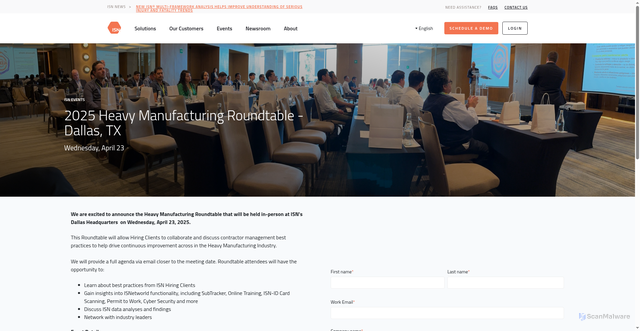 Security scan screenshot of https://insights.isnetworld.com