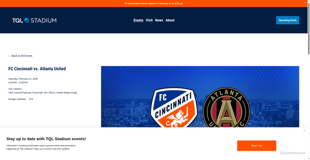 Security scan screenshot of https://tqlstadium.com/events/fc-cincinnati-vs-atlanta-united-2026