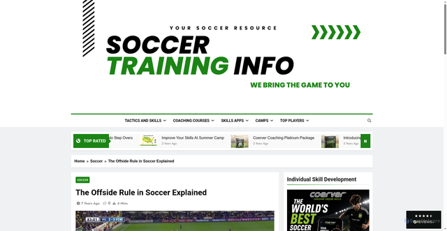 Security scan screenshot of https://soccer-training-info.com/offside_rule/