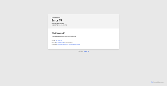 Security scan screenshot of https://mcprod.fahorro.com