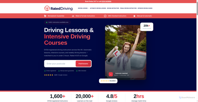 Security scan screenshot of https://rateddriving.com