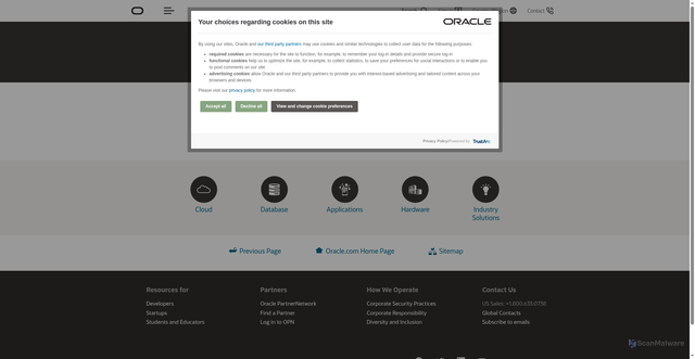 Security scan screenshot of http://oracleportal.com