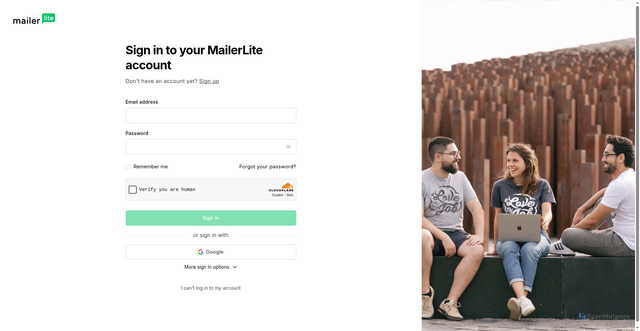 Security scan screenshot of https://dashboard.mailerlite.com