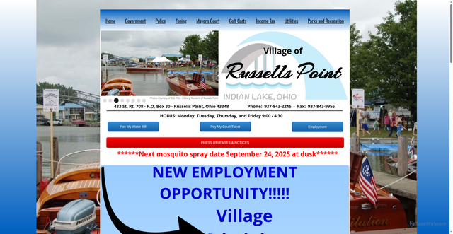 Security scan screenshot of http://www.russellspoint-oh.gov/