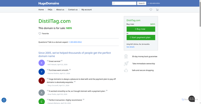 Security scan screenshot of https://distiltag.com