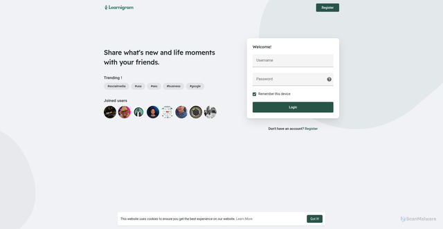 Security scan screenshot of https://learnigram.com