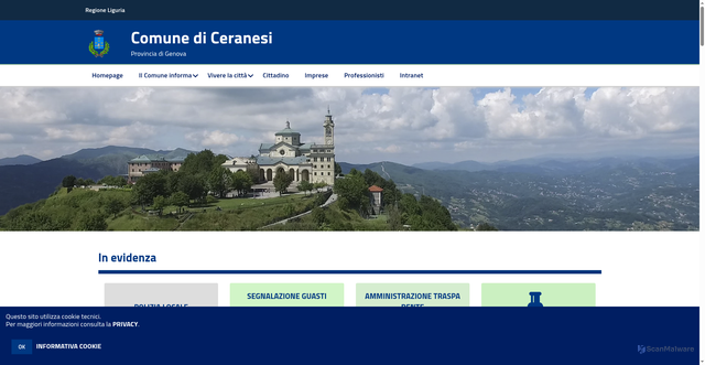 Security scan screenshot of https://www.comune.ceranesi.ge.it/hh/index.php