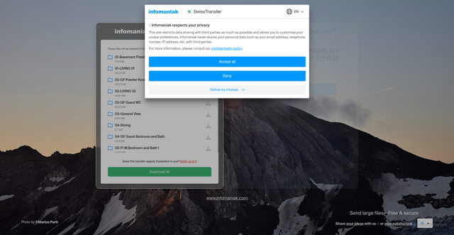 Security scan screenshot of https://www.swisstransfer.com/d/0ac853b5-a743-48a3-92ea-df1fe1a34924
