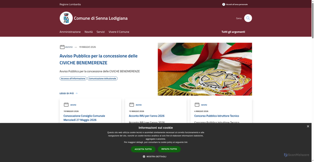 Security scan screenshot of https://www.comune.sennalodigiana.lo.it