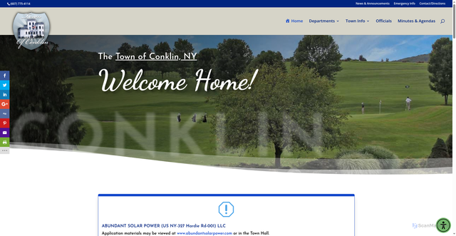 Security scan screenshot of https://townofconklin.gov/