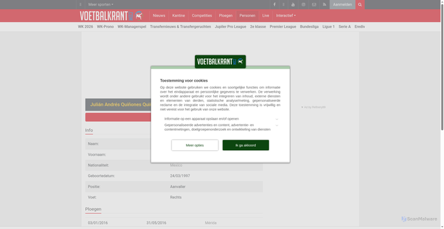 Security scan screenshot of https://www.voetbalkrant.com/mexico/quinones-quinones-julian-andres