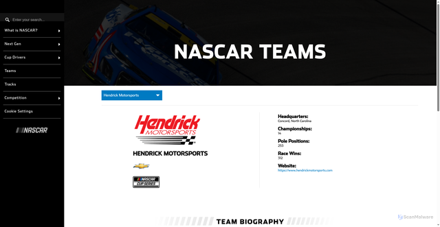 Security scan screenshot of https://nascar101.nascar.com/nascar-teams-hendrick-motorsports/