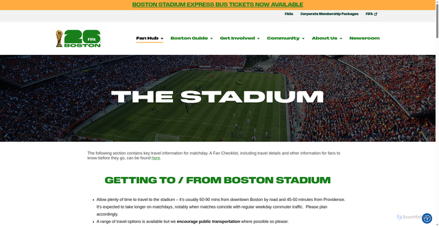 Security scan screenshot of https://bostonfwc26.com/the-stadium/
