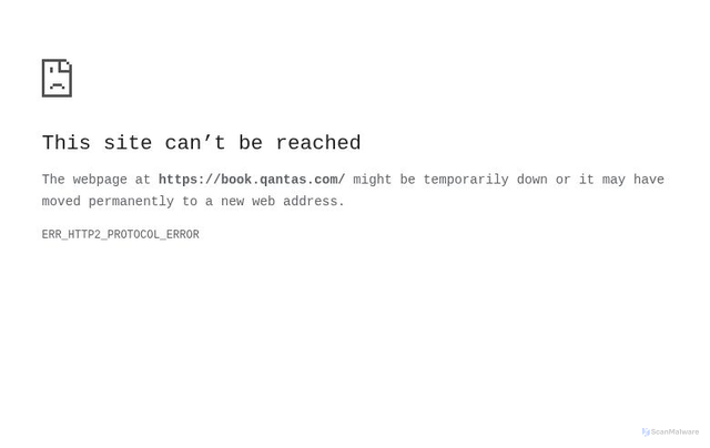 Security scan screenshot of https://book.qantas.com