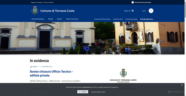 Security scan screenshot of https://www.comune.torrazzacoste.pv.it/it-it/home