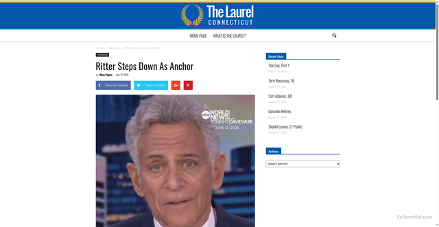 Security scan screenshot of https://www.thelaurelct.com/ritter-steps-down-as-anchor/