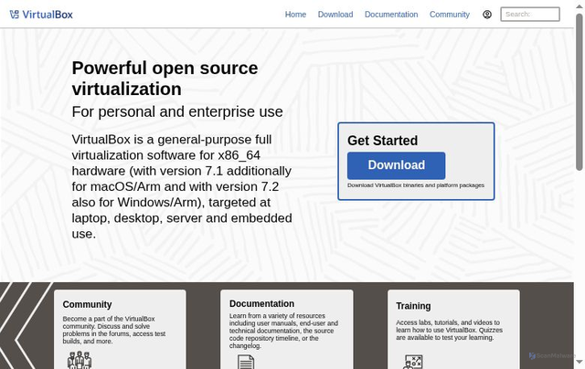Security scan screenshot of https://www.virtualbox.org/