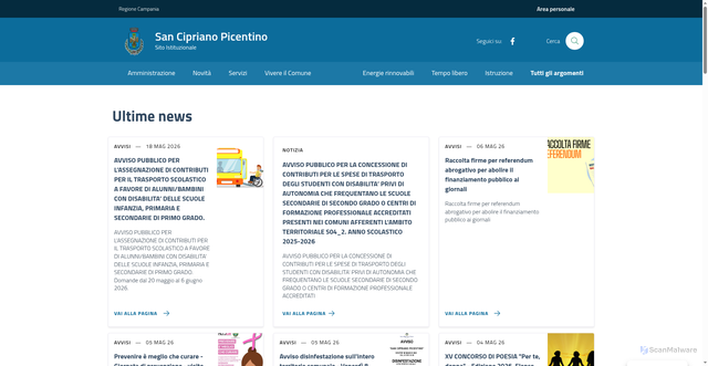 Security scan screenshot of https://www.comune.sanciprianopicentino.sa.it
