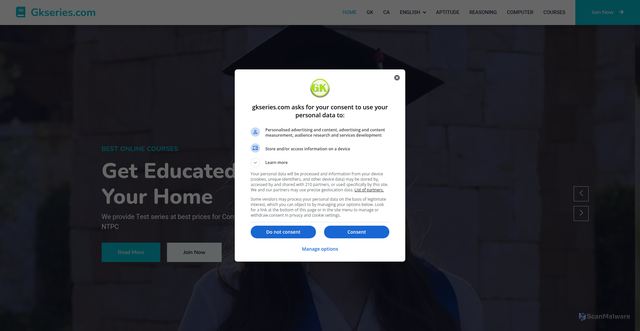 Security scan screenshot of https://gkseries.com