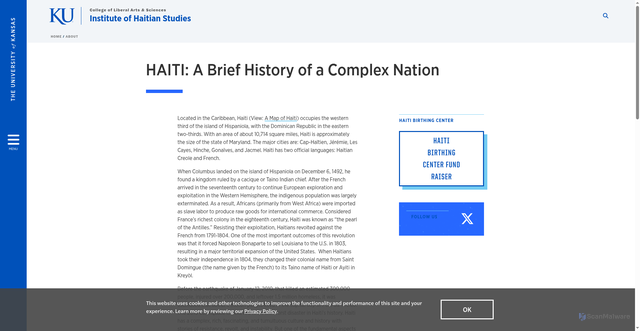 Security scan screenshot of https://haitianstudies.ku.edu/haiti-brief-history-complex-nation