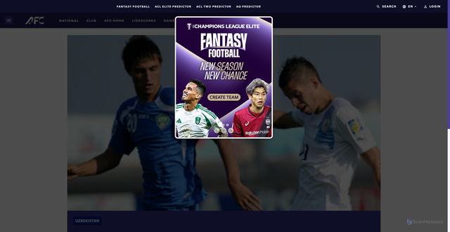 Security scan screenshot of https://www.the-afc.com/en/more/news/fifa_u-20_world_cup_uzbekistan_0-4_uruguay.html