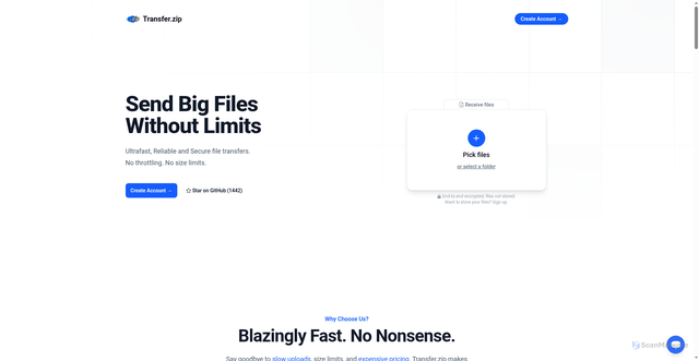 Security scan screenshot of https://transfer.zip