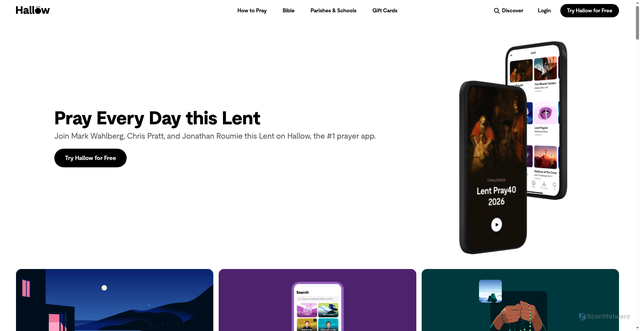 Security scan screenshot of https://hallow.app