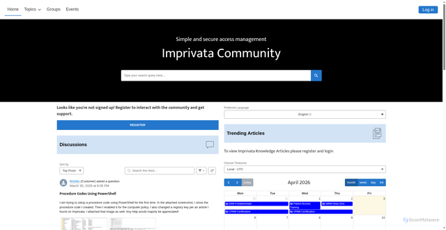 Security scan screenshot of https://community.imprivata.com