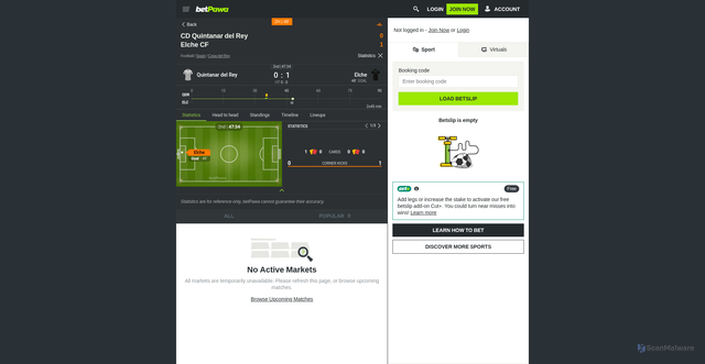 Security scan screenshot of https://www.betpawa.com.gh/event/31298156?filter=all
