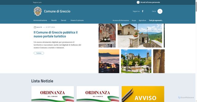 Security scan screenshot of http://www.comune.greccio.ri.it/