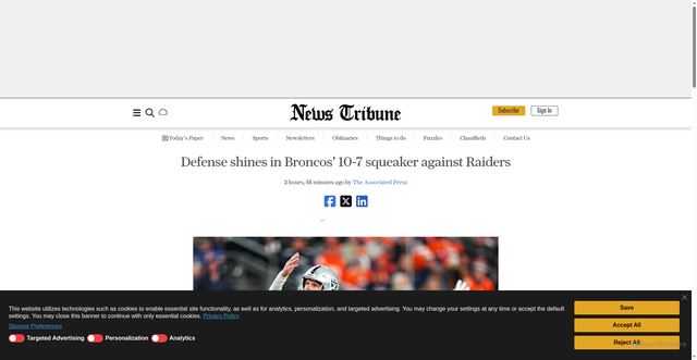Security scan screenshot of https://www.newstribune.com/news/2025/nov/06/broncos-edge-raiders/