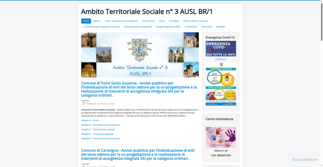 Security scan screenshot of https://www.ambitofrancavillafontana.it/