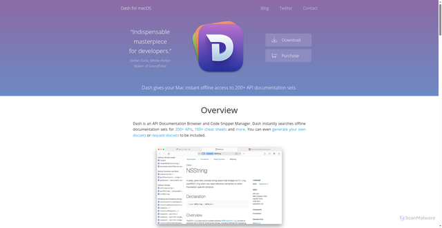 Security scan screenshot of https://kapeli.com/dash