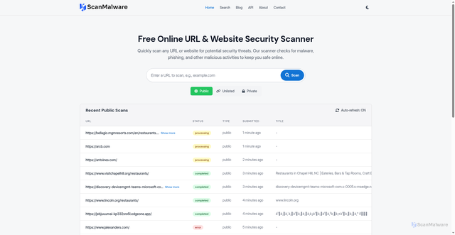 Security scan screenshot of https://scanmalware.com/