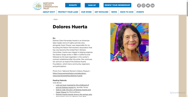 Security scan screenshot of https://www.nvct.org/conservationists-reading/dolores-huerta