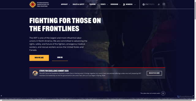 Security scan screenshot of https://www.iaff.org