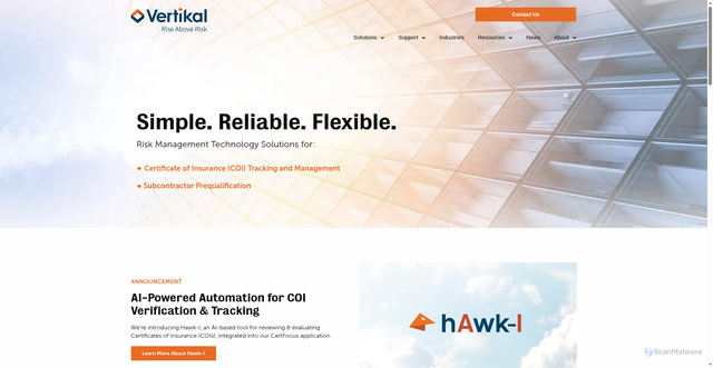 Security scan screenshot of https://vertikalrms.com