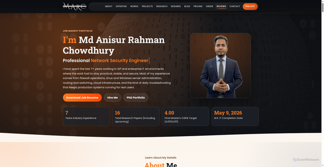 Security scan screenshot of https://marc-portfolio-y71.pages.dev/