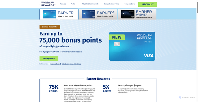 Security scan screenshot of https://wyndhamrewardscreditcard.com