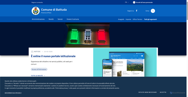 Security scan screenshot of https://www.comune.battuda.pv.it/