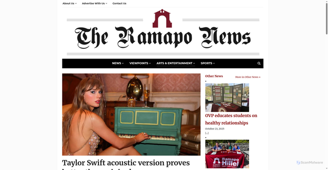 Security scan screenshot of https://www.ramaponews.com/2025/11/13/taylor-swift-acoustic-version-proves-better-than-original/