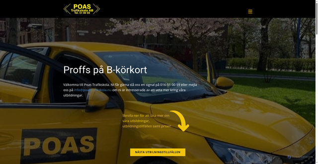 Security scan screenshot of https://poastrafikskola.nu
