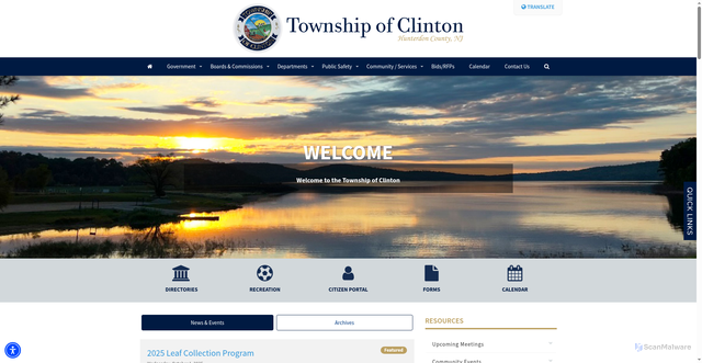 Security scan screenshot of https://www.clintontwpnj.gov/