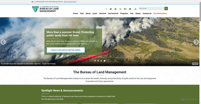 Security scan screenshot of https://www.blm.gov/