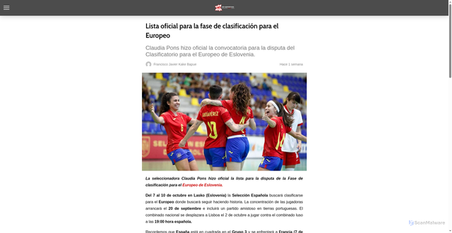 Security scan screenshot of https://vipdeportivo.es/lista-oficial-para-la-fase-de-clasificacion-para-el-europeo/amp/
