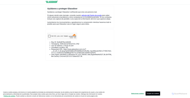 Security scan screenshot of https://glassdoor.com.mx