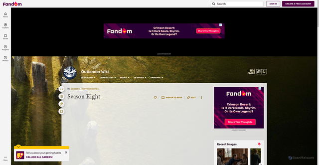Security scan screenshot of https://outlander.fandom.com/wiki/Season_Eight