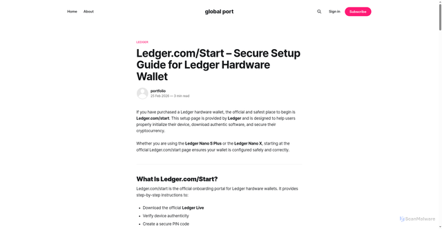 Security scan screenshot of https://global-port.ghost.io/enus-ledger/