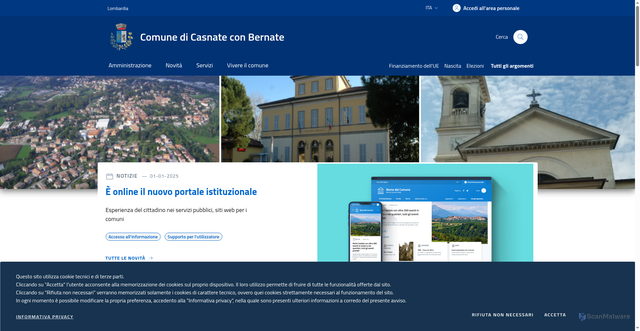 Security scan screenshot of https://www.comune.casnateconbernate.co.it/