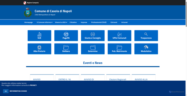 Security scan screenshot of https://www.comune.casoladinapoli.na.it/hh/index.php